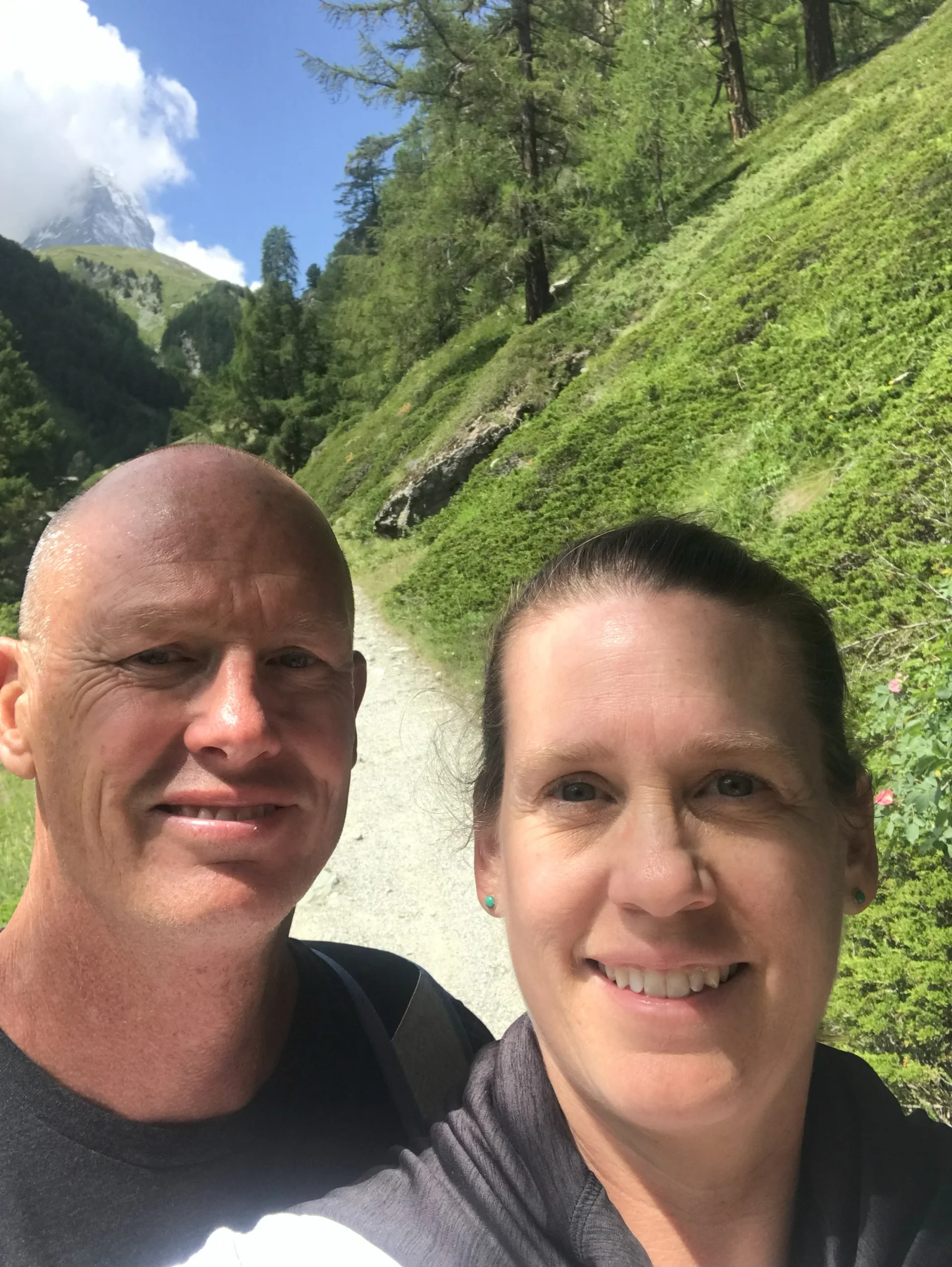 Noel and Paul Huitt on a hike to Matterhorn.